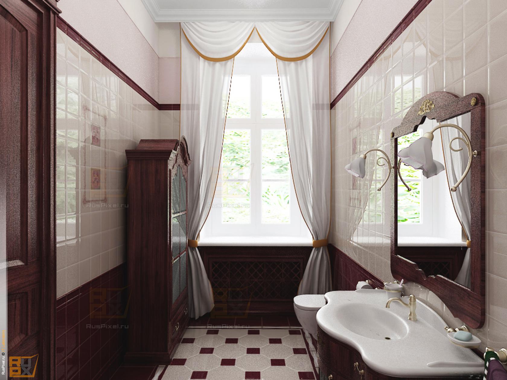 3d визуализация интерьер, ванная комната