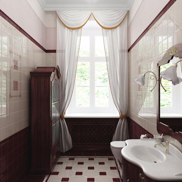 3d визуализация интерьер, ванная комната